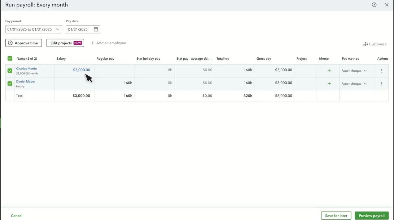 QuickBooks Payroll product screenshot