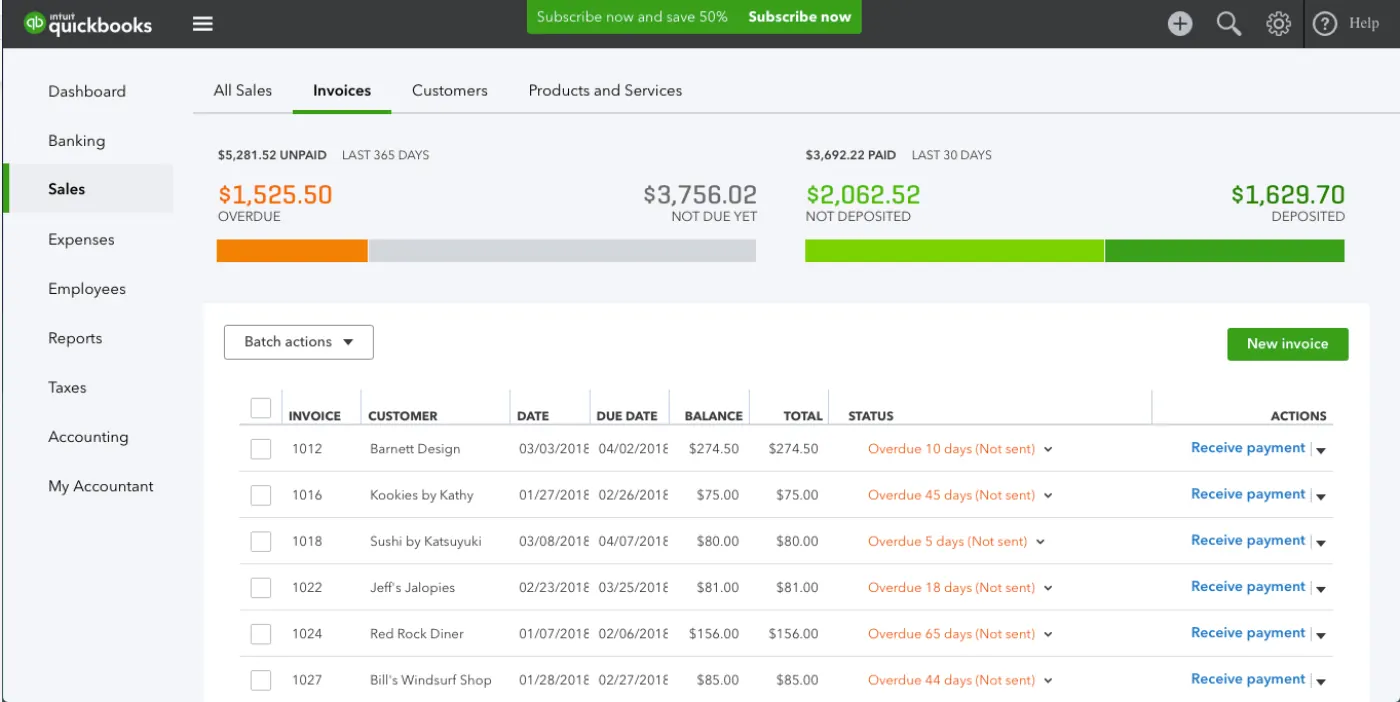 QuickBooks product screenshot