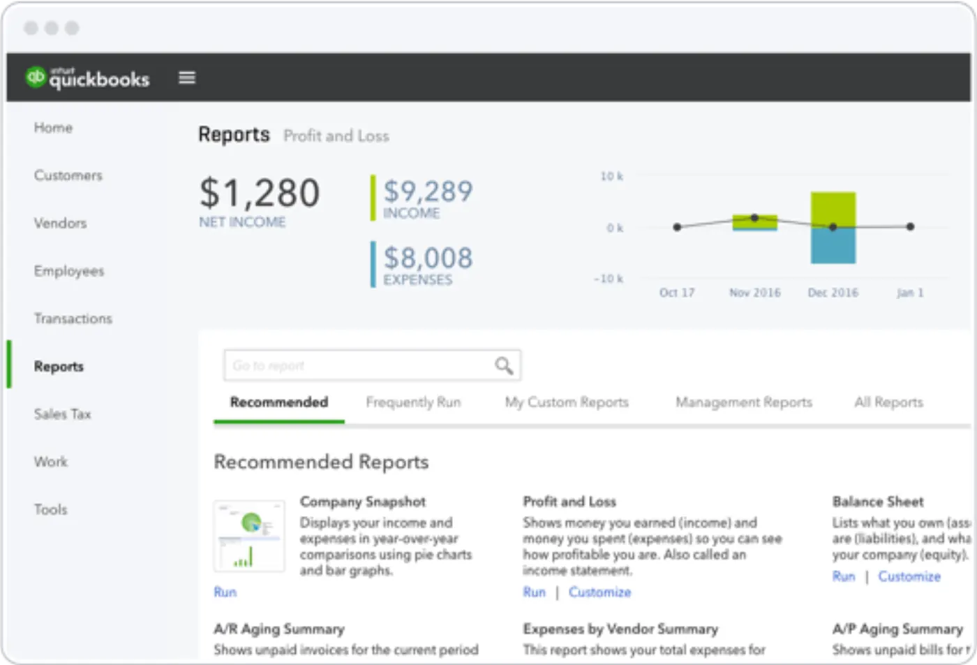 QuickBooks product screenshot