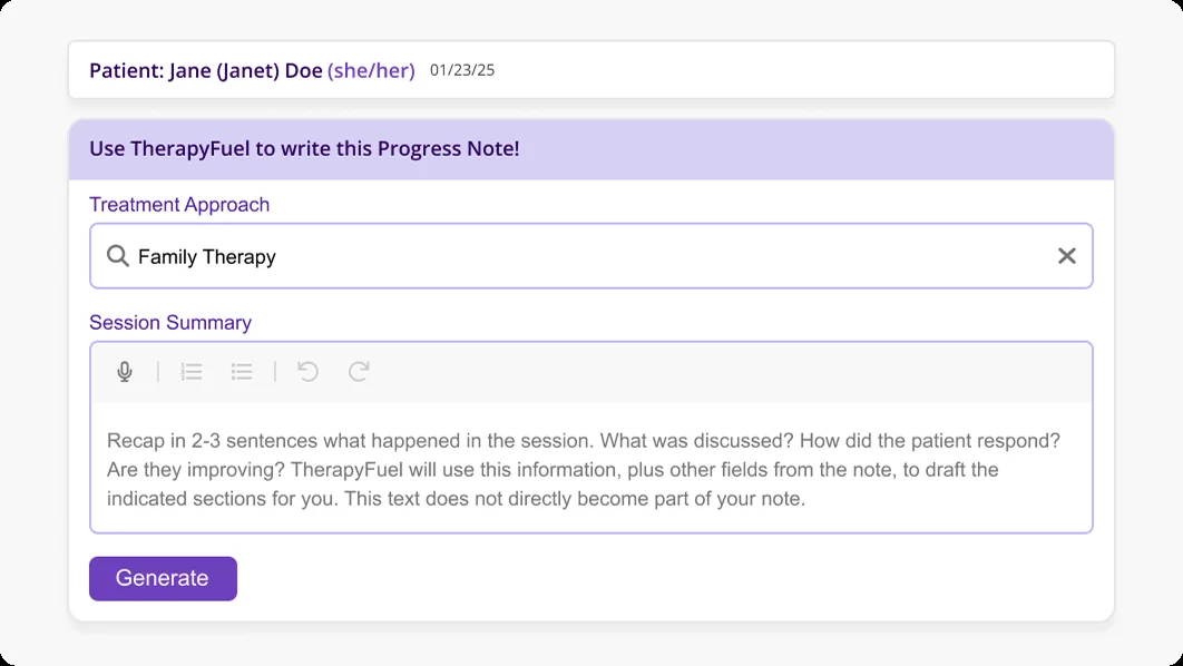TherapyNotes product screenshot