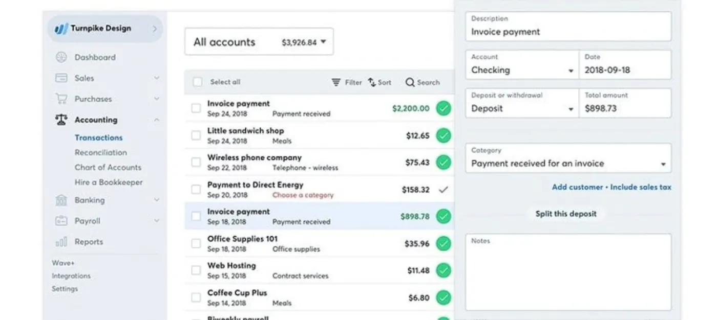 Wave Accounting product screenshot